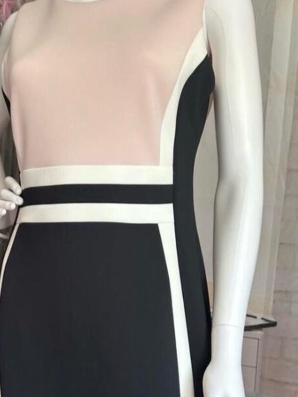 Calvin Klein Black and Blush Colorblock Midi Dress